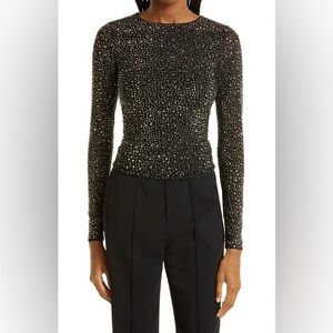 Alice + Olivia Delaina Embellished Long Sleeve Top